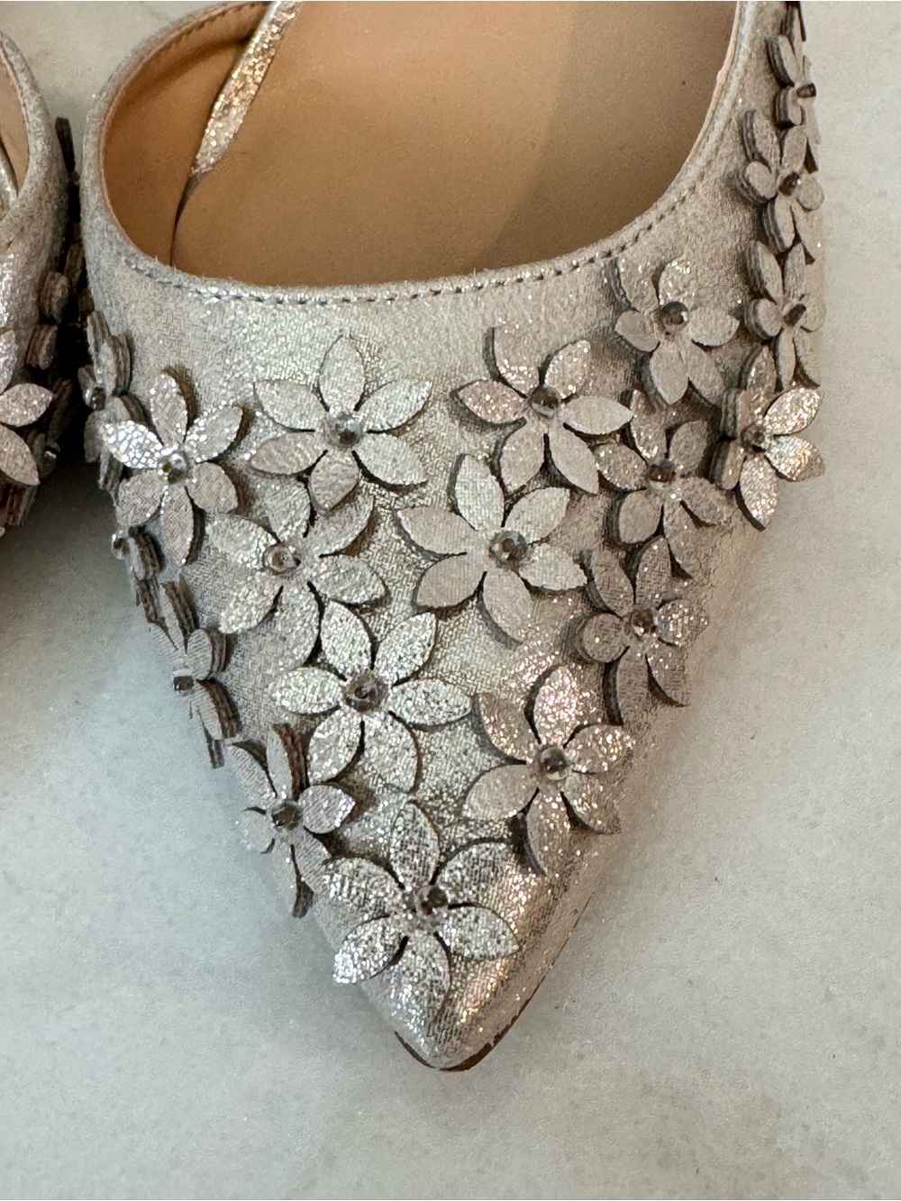 INC International Concepts Silver Floral Appliqué Pointed-Toe Heels - Picture 4 of 16
